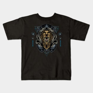 lion sacred geometry Kids T-Shirt